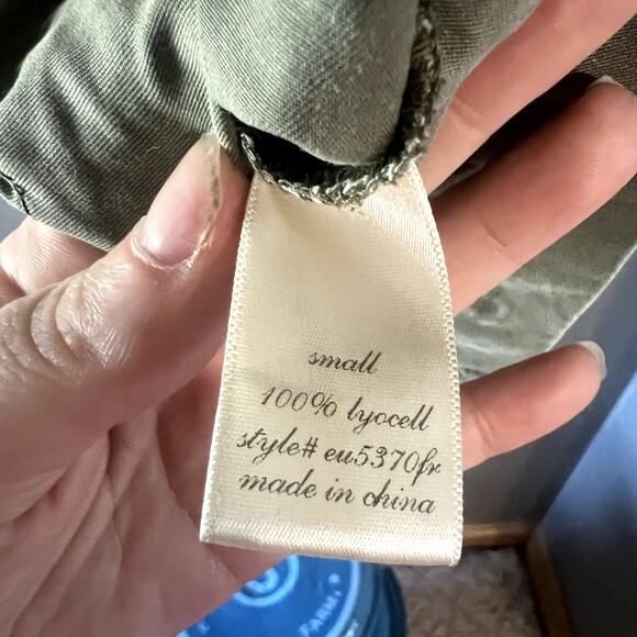 Francesca’s Blue Rain Olive Green Twill Utility Jacket Snap Buttons, Small S / M - Picture 14 of 14